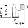 Picture of Geberit Mapress Elb Adpt 90 deg with MI Thread Gas:15mm x 1/2"