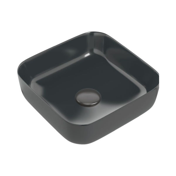 Picture of <3 Button 400mm Ceramic Square Washbowl & Waste - Matt Black