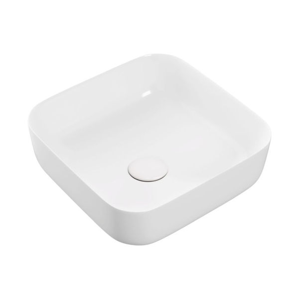 Picture of <3 Button 400mm Ceramic Square Washbowl & Waste - Matt White