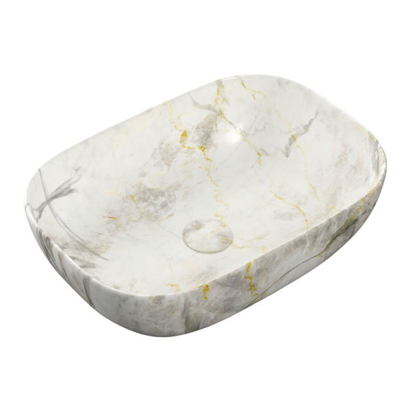 Picture of <3 Flower 460x330mm Ceramic Washbowl - White Marble Effect