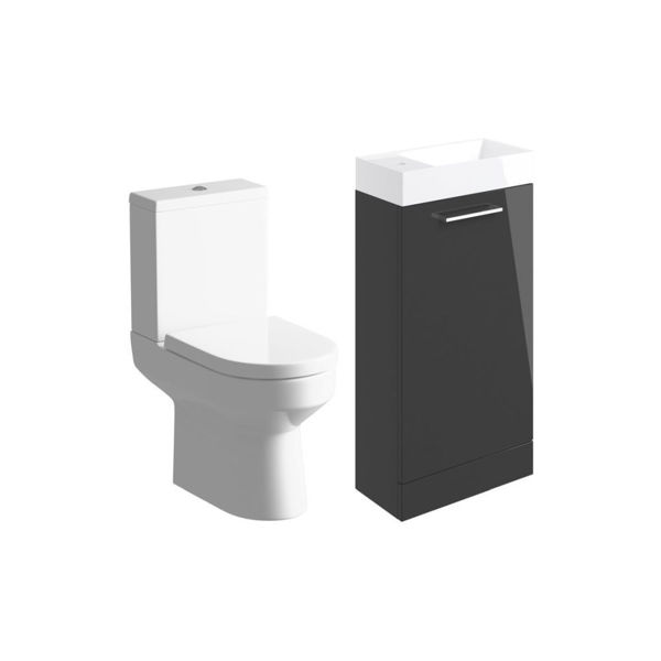 Picture of <3 Pear 410mm F/S Basin Unit & C/C Toilet Pack - Anthracite Gloss