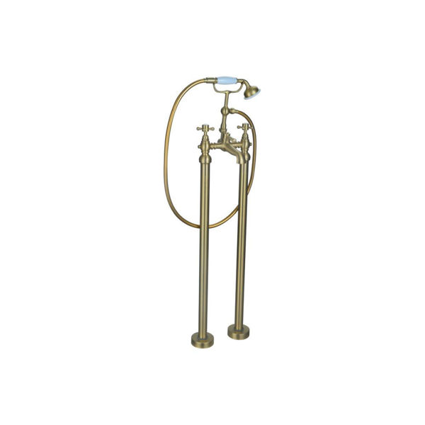 Picture of <3 Sun Floor Standing Bath/Shower Mixer & Shower Kit - Brushed Brass