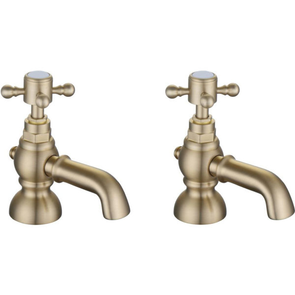 Picture of <3 Sun Bath Pillar Taps - Brushed Brass