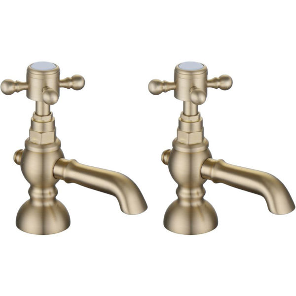 Picture of <3 Sun Basin Pillar Taps - Brushed Brass