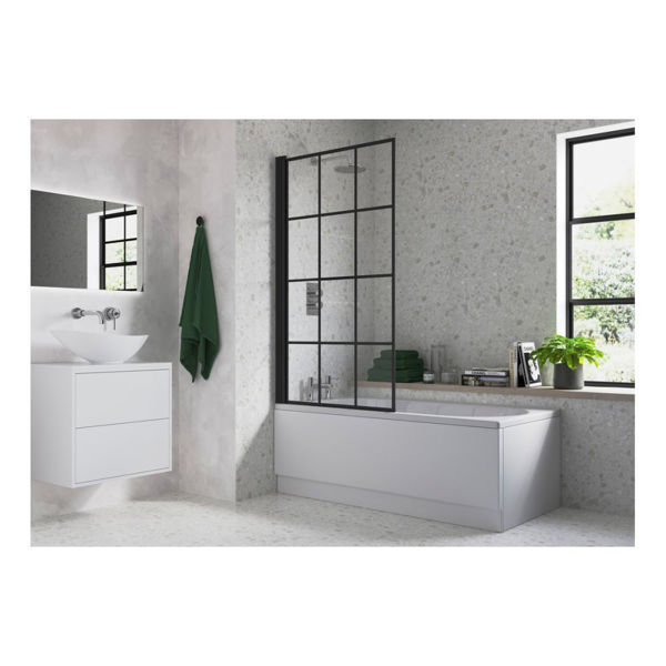 Picture of <3 Single Straight Bath Screen - Black Framed