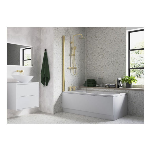 Picture of <3 Single Straight Bath Screen - Brushed Brass