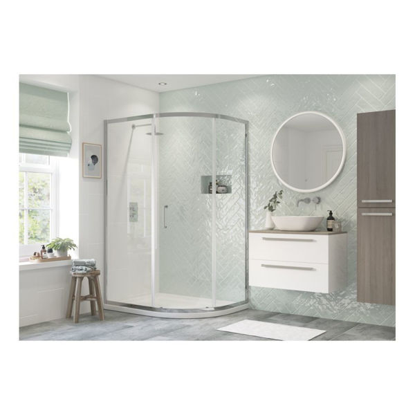 Picture of <3 Jasmine 1000x800mm 1 Door Offset Quadrant - Chrome