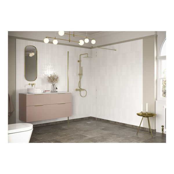 Picture of <3 Apricot 1200mm Wetroom Panel & Support Bar - Brushed Brass