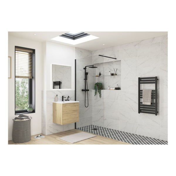 Picture of <3 Apricot 1400mm Wetroom Panel & Support Bar - Black