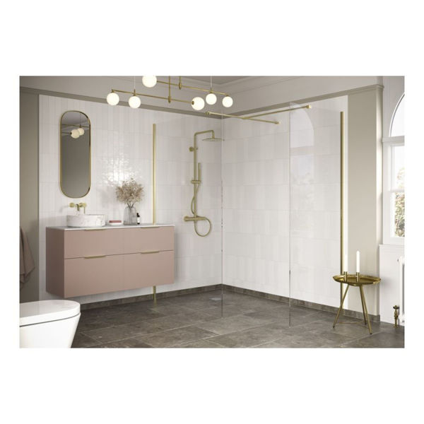 Picture of <3 Apricot 700mm Wetroom Side Panel & Arm - Brushed Brass