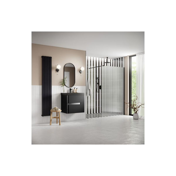 Picture of <3 Apricot 800mm Fluted Wetroom Panel & Support Bar - Black