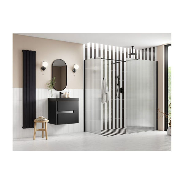 Picture of <3 Apricot 800mm Fluted Wetroom Panel & Side Panel Arm - Black