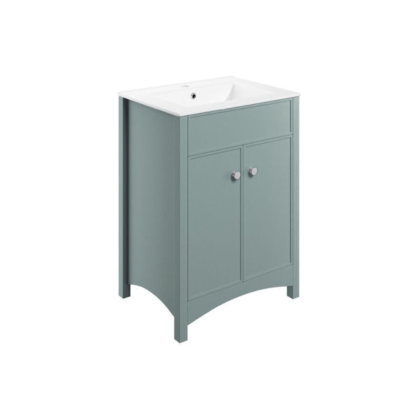 Picture of <3 Bamboo 610mm Floor Standing Basin Unit & Basin - Sea Green Ash