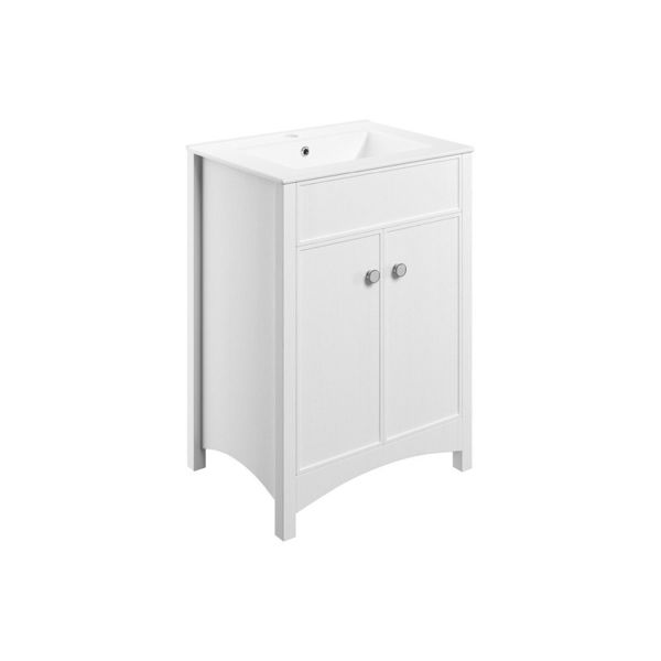 Picture of <3 Bamboo 610mm Floor Standing Basin Unit & Basin - Satin White Ash