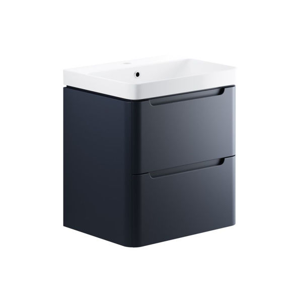 Picture of <3 Bear 600mm 2 Drawer Wall Hung Basin Unit - Matt Indigo