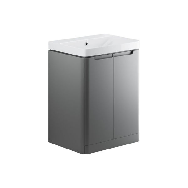 Picture of <3 Bear 600mm 2 Door Floor Standing Basin Unit - Matt Grey