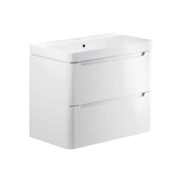 Picture of <3 Bear 800mm 2 Drawer Wall Hung Basin Unit - White Gloss