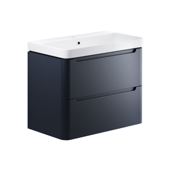 Picture of <3 Bear 800mm 2 Drawer Wall Hung Basin Unit - Matt Indigo