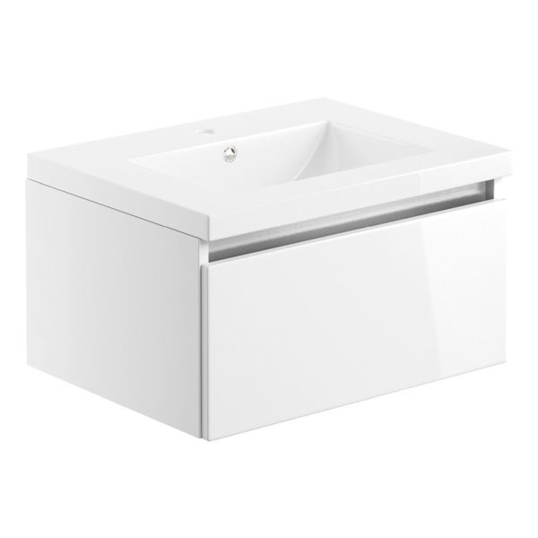 Picture of <3 Aronia 615mm 1 Drawer Wall Hung Basin Unit Inc. Basin - White Gloss