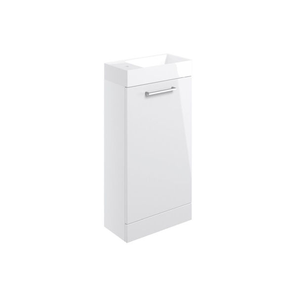 Picture of <3 Pear 410mm Floor Standing 1 Door Basin Unit & Basin - White Gloss