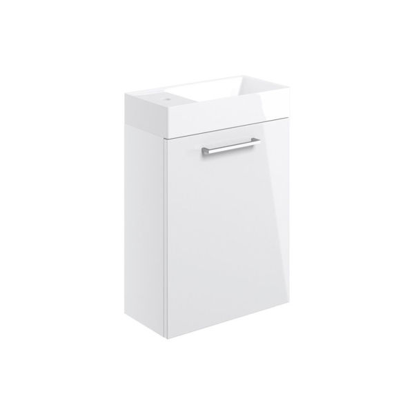 Picture of <3 Pear 410mm Wall Hung 1 Door Basin Unit & Basin - White Gloss