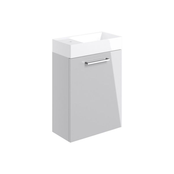 Picture of <3 Pear 410mm Wall Hung 1 Door Basin Unit & Basin - Grey Gloss