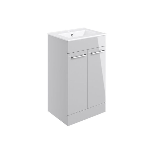 Picture of <3 Pear 510mm Floor Standing 2 Door Basin Unit & Basin - Grey Gloss