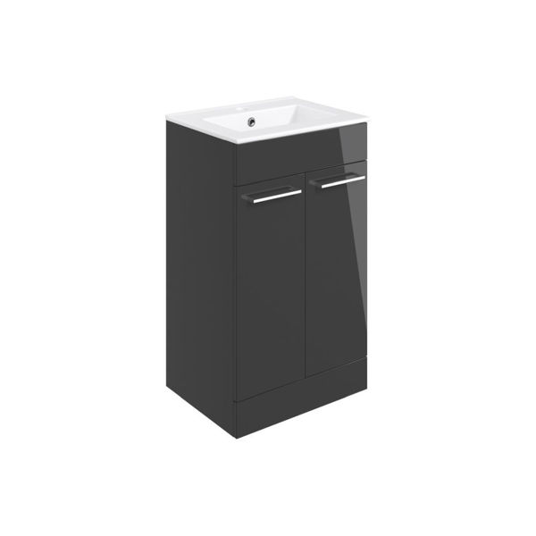 Picture of <3 Pear 510mm Floor Standing 2 Door Basin Unit & Basin - Anthracite Gloss