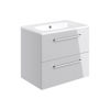 Picture of <3 Pear 610mm Wall Hung 2 Drawer Basin Unit & Basin - Grey Gloss