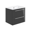 Picture of <3 Pear 610mm Wall Hung 2 Drawer Basin Unit & Basin - Anthracite Gloss