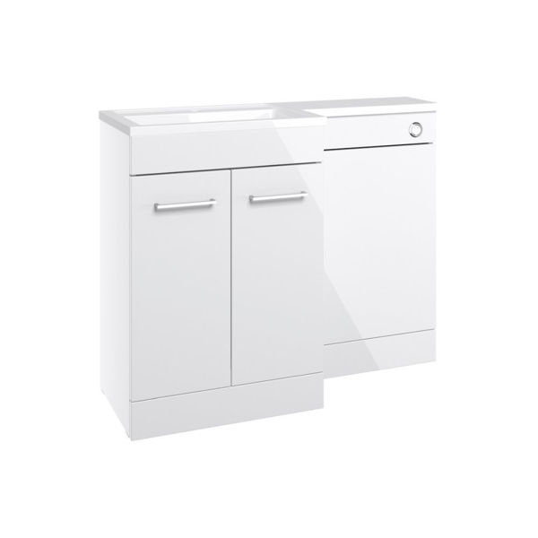 Picture of <3 Hazel 1100mm Floor Standing L-Shape Pack & Basin (LH) - White Gloss