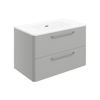 Picture of <3 Bass 810mm 2 Drawer Wall Unit & Basin - Grey Gloss