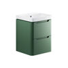 Picture of <3 Bear 500mm 2 Drawer Wall Hung Cloakroom Basin Unit - Matt Sage Green