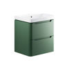 Picture of <3 Bear 600mm 2 Drawer Wall Hung Basin Unit - Matt Sage Green