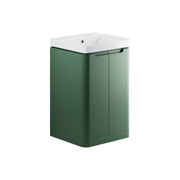 Picture of <3 Bear 500mm 2 Door Floor Standing Cloakroom Basin Unit - Matt Sage Green