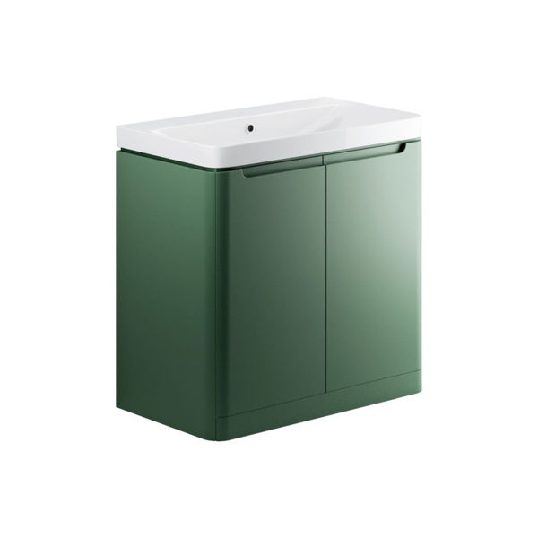 Picture of <3 Bear 800mm 2 Door Floor Standing Basin Unit - Matt Sage Green