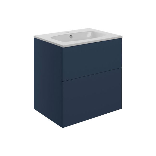 Picture of <3 Berry 610mm Wall Hung 2 Drawer Basin Unit & Basin - Matt Deep Blue