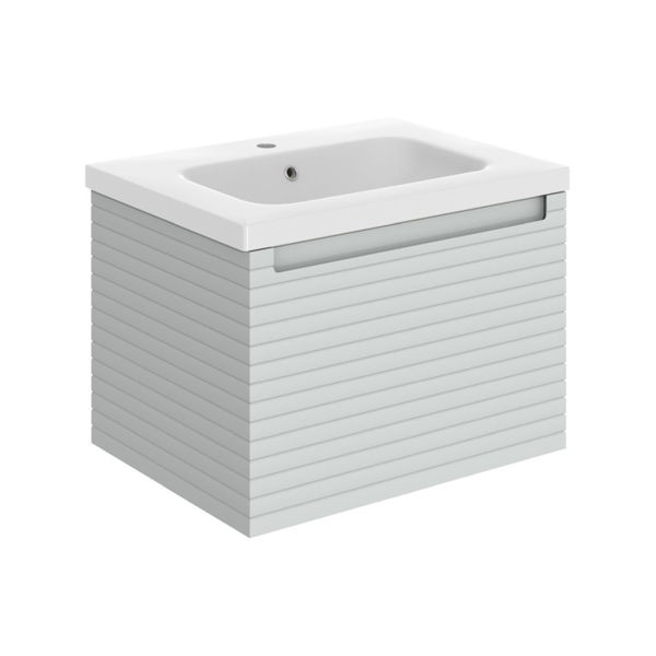 Picture of <3 Butterfly 615mm Wall Hung 1 Drawer Basin Unit & Basin - Matt Mineral Grey