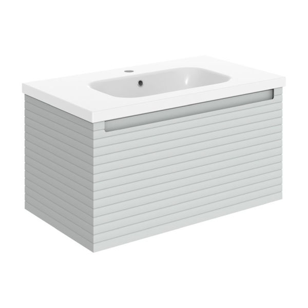 Picture of <3 Butterfly 815mm Wall Hung 1 Drawer Basin Unit & Basin - Matt Mineral Grey