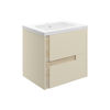 Picture of <3 Bing 615mm Wall Hung 2 Drawer Basin Unit & White Basin - Matt Cotton & Oak Effect