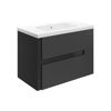 Picture of <3 Bing 815mm Wall Hung 2 Drawer Basin Unit & White Basin - Matt Black & Glass