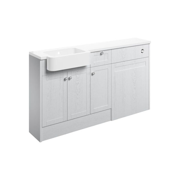 Picture of <3 Eucalyptus 1542mm Basin  WC & 1 Drawer  1 Door Unit Pack (LH) - Satin White Ash