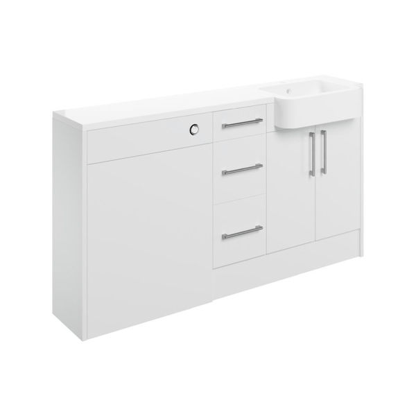 Picture of <3 Blaze 1542mm Basin  WC & 3 Drawer Unit Pack (LH) - White Gloss