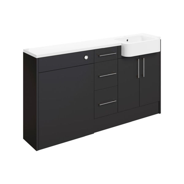 Picture of <3 Blaze 1542mm Basin  WC & 3 Drawer Unit Pack (RH) - Matt Graphite Grey