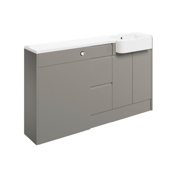 Picture of <3 Sage 1542mm Basin  WC & 3 Drawer Unit Pack (RH) - Pearl Grey Gloss