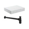 Picture of <3 Mondo 600mm Wall Hung White Marble Basin Shelf & Black Bottle Trap