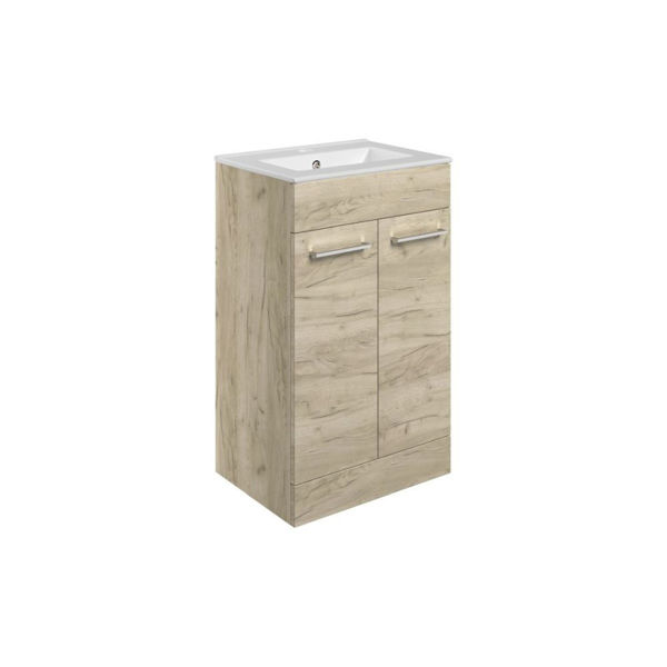 Picture of <3 Pear 510mm Floor Standing 2 Door Basin Unit & Basin - Oak